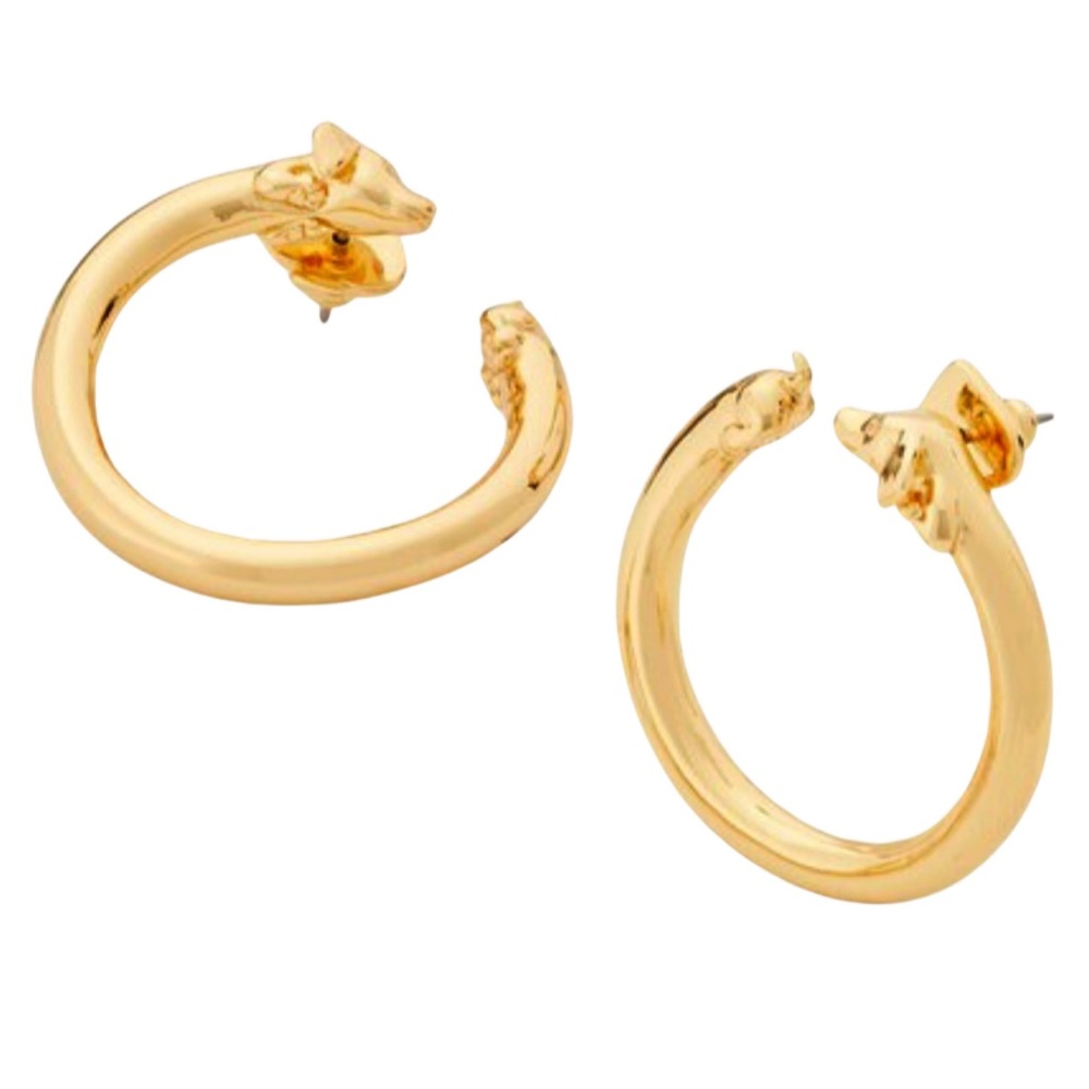 KATE SPADE • Gold New York Hot Dog Hoop Earrings